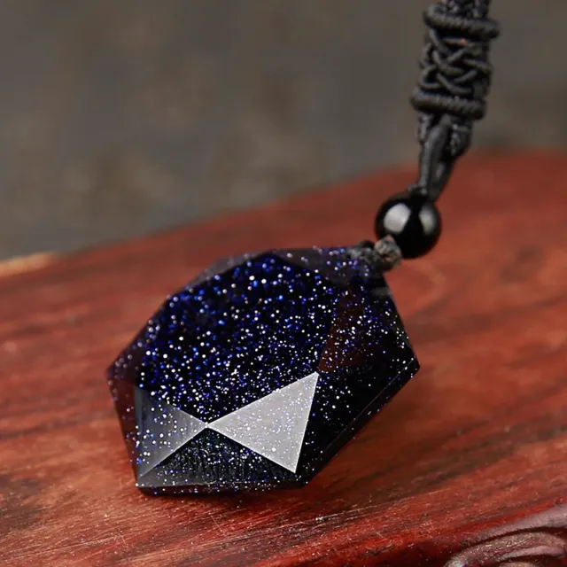 Blue Goldstone Hexagram Talisman Pendant Healing Reiki Women Men Necklace Gifts