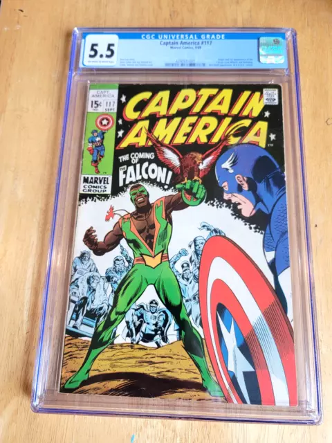 Captain America #117 * Cgc 5.5 * Origin & 1St Appearance Of Falcon *1969*