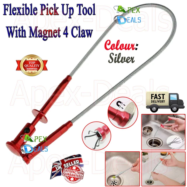 2 X Spring Bendy Thin Long Reach Claw Pick Up Hand Tool Lifting Grabber Flexible