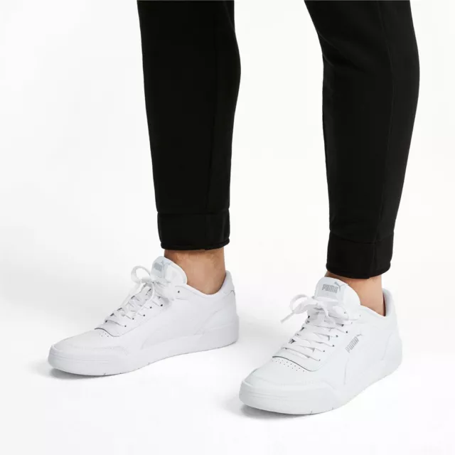 Puma Caracal Unisex Estilo de Calle Zapatillas Clubwear 369863 Blanco Plata 2