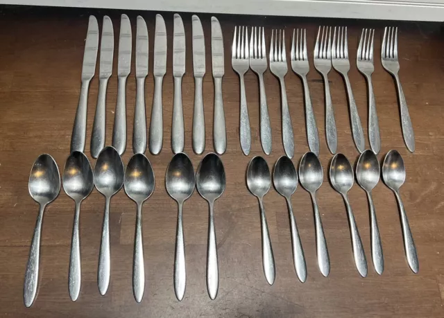 Stainless Flatware set, Service for 16, Fashion Manor Rose Cameo