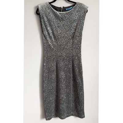 Alice + Olivia Velvet Sequin Midi Length Pencil Dress Gray Size S