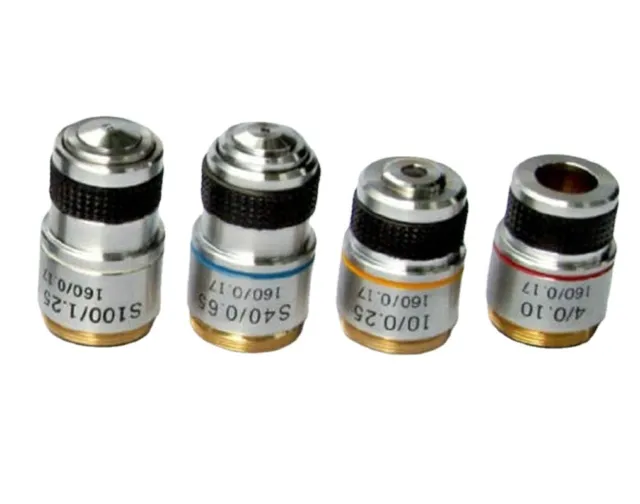 New Set Achromatic Objective Lenses DIN 4X-10X-40X-100X FotoHigh