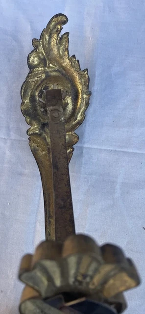 Antique French Victorian Gilded Brass Fancy Rococo Curtain Rod Holders 10 1/4” 9
