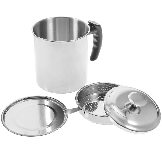 GWY 1,5 L Edelstahl-Ölfiltertopf Mit Sieb - Vielseitig Für Frittieren, Kochen, Camping
