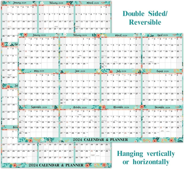 2024 YEAR WALL Calendar 2024 Dry Erase Calendar, Jan. 2024 Dec