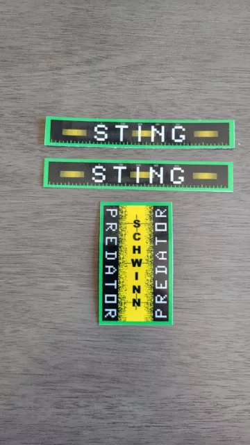 Schwinn Sting Predator Old School Vintage Stays Headbadge Decals Schwinn Sting Predator Old School Vintage Stays Headbadge Decals