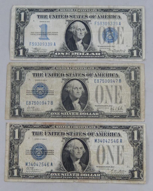 Series 1928 A B & 1934 $1 Dollar Silver Certificate Funny Money Note Lot P0555