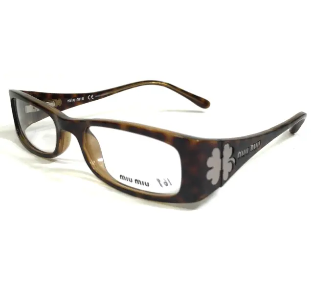 Miu Miu Eyeglasses Frames VMU03D 3AK-1O1 Brown Tortoise Silver Clovers 50-17-130