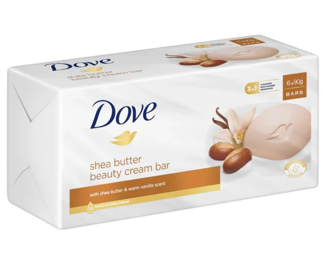 6 x Dove Shea Butter Beauty Cream Bars 90g-FREE DELIVERY