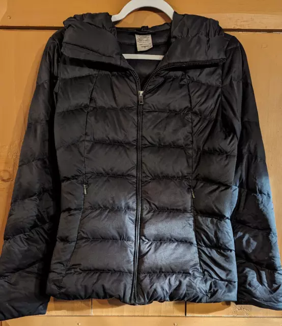 Patagonia Downtown Loft Hooded Jacket Black Duck Down Puffer Coat Women's Size S