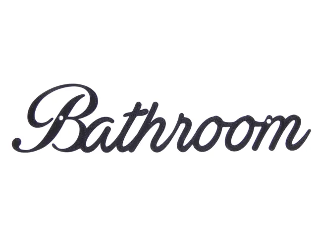 Bathroom Toilet Word Art Sign Home Decor Wall Hanging Cursive Script Typography