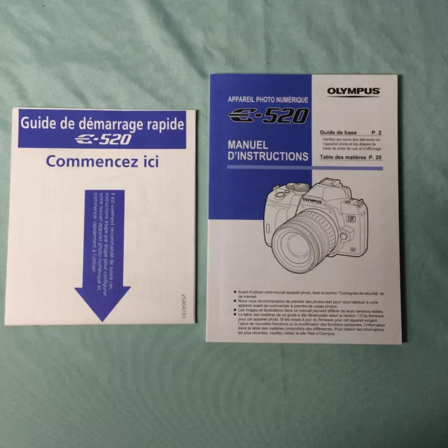 Olympus E-520 E520 Camera Owners Manual Guide 148 Page Original In FRENCH Only