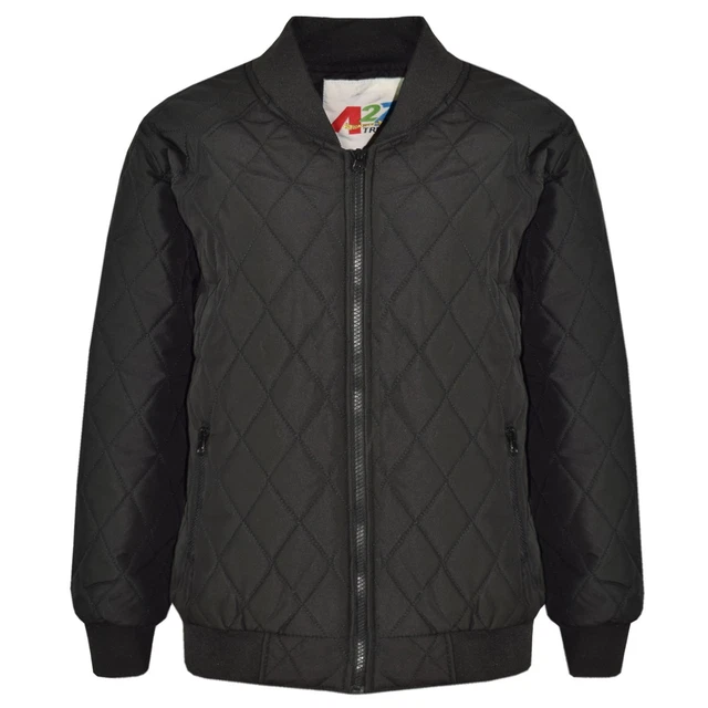 Kids Jacket Girls Bomber Padded Quilted Zip Up Biker Jackets Coats 5-13 Year