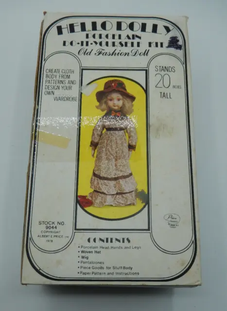 Vtg HELLO DOLLY Porcelain Doll Do It Yourself Kit ALBERT E PRICE 1978 Box Unused