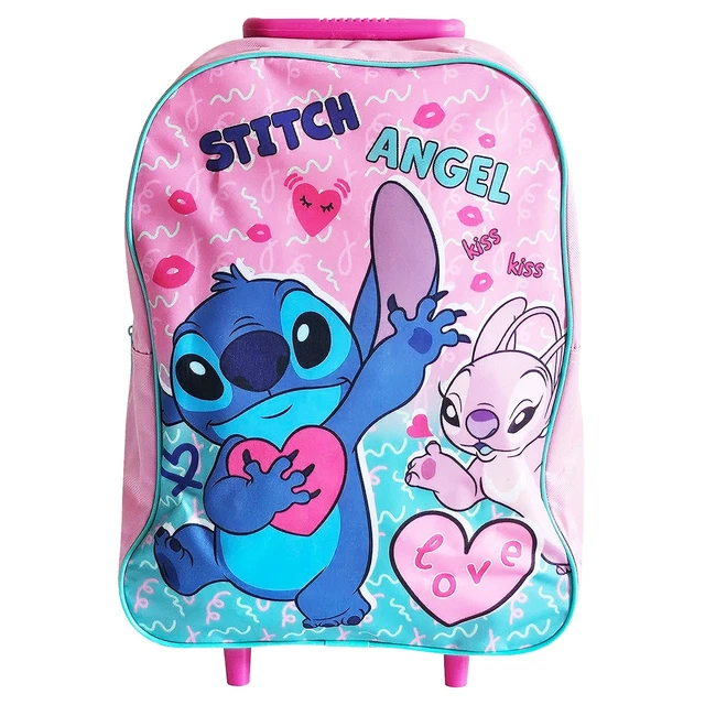 DISNEY STITCH ANGEL Trolley Foldable Wheeled Cabin Bag Luggage Kids ...