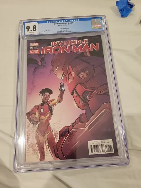 INVINCIBLE IRON MAN 1 CGC 9.8 Raney Divided We Stand Variant Riri Ironheart