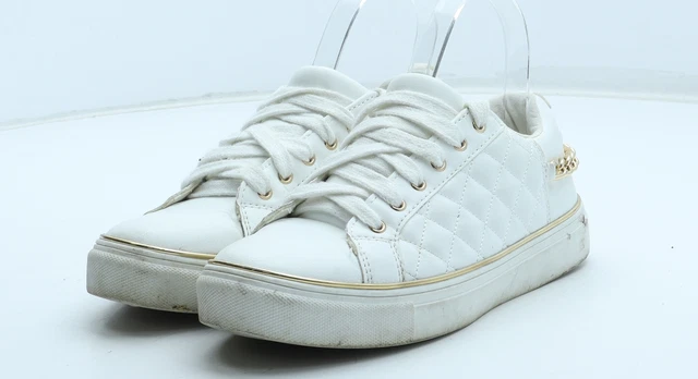 Primark Womens White Polyurethane Trainer UK EU - Chain Detail