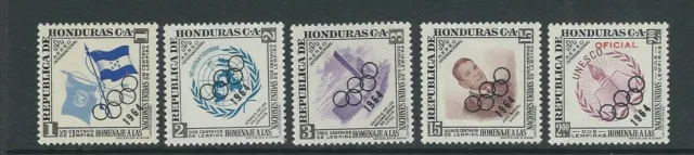 HONDURAS 1964 TOKYO OLYMPICS overprint of RINGS (Scott C331-335) VF MLH fresh