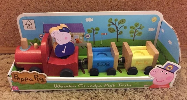 George Pig Raro PEPPA PIG WORLD of Wood Raro Set Treno Legno Nonno Maiale Set Figure In ...