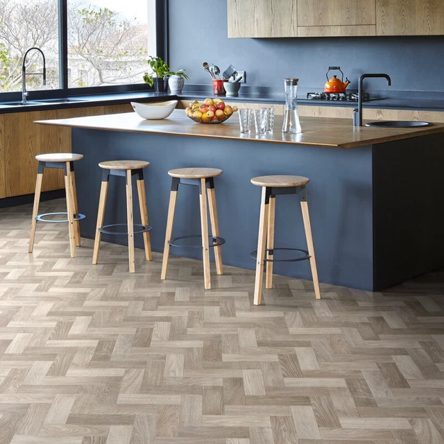 HERRINGBONE VINYL FLOORING 4m x 4m Cushion Lino Floor LIMITED TIME FREE