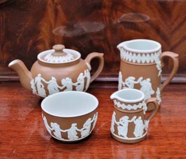 Vintage Dudson Brothers Hanley England Brown Jasperware Teaset
