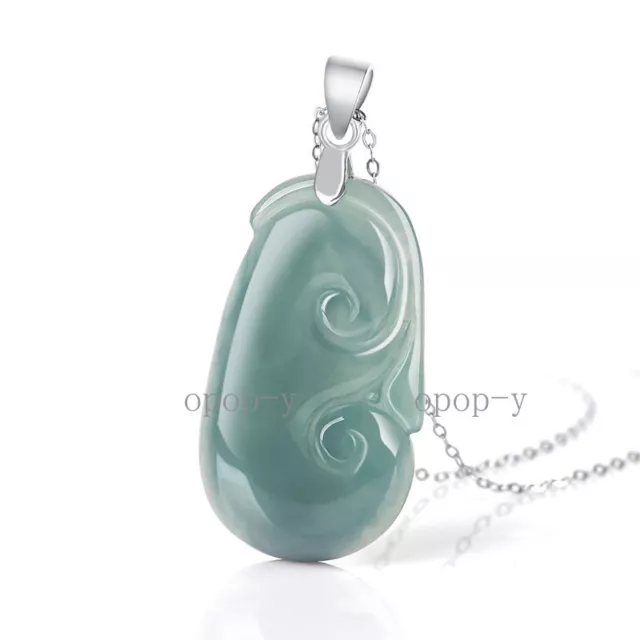 Blue Water Ruyi Carved Amulet Pendant Necklace S925 Silver Natural Certified