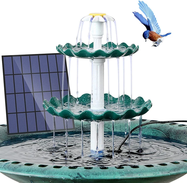 Vogeltränke stehend - Ästhetisches Vogelbad mit Solar Wasserfontäne 28.5cm groß