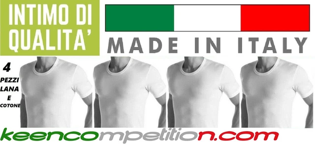 4 Maglie Interne Uomo A Girocollo Scollo V Manica Corta In Lana E Cotone Italy
