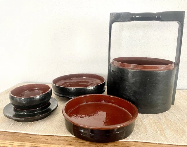 Burmese Monk’s Temple Lunch Box - Late 19th C. Black Lacquered  7