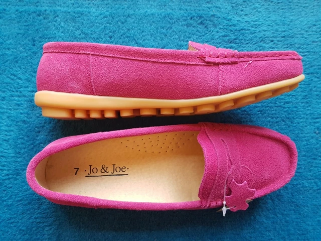JO JOE Slip On Moccasin Shoes PINK Soft Suede Real Leather 7