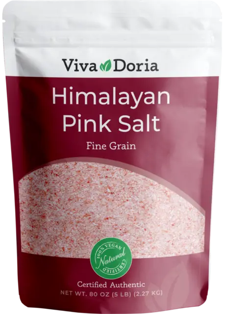 Viva Doria Natural Himalayan Crystal Pink Salt, Fine Grain, 5 Lb