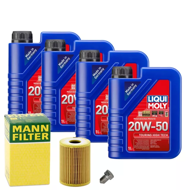 Motoröl 20W50 LIQUI MOLY Hightech 4L+MANN Ölfilter+Ölablassschraube