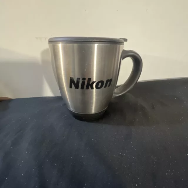 Nikon Camera 16oz Stainless Insulated Travel Mug Cup With Lid New Old Stock