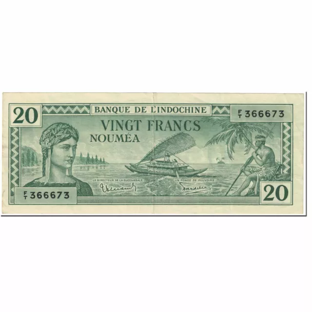 [#604954] Banknote, New Caledonia, 20 Francs, 1944, Undated (1944), KM:49, EF