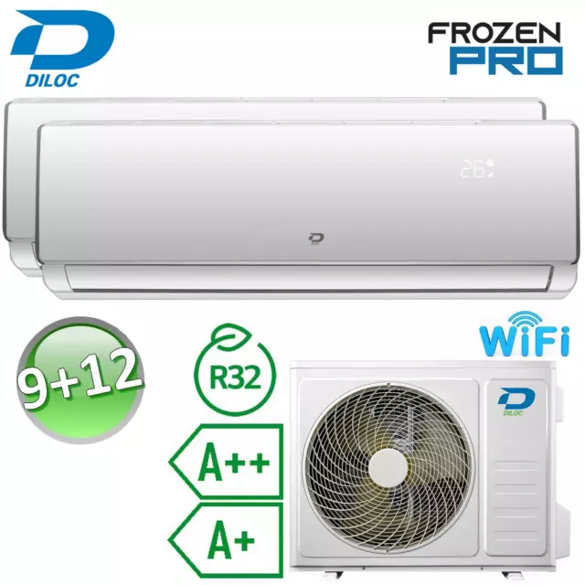 3S Climatiseur Dual Split 9000+12000 Btu R32 A++/A+ Diloc Frozen Pro - Wifi