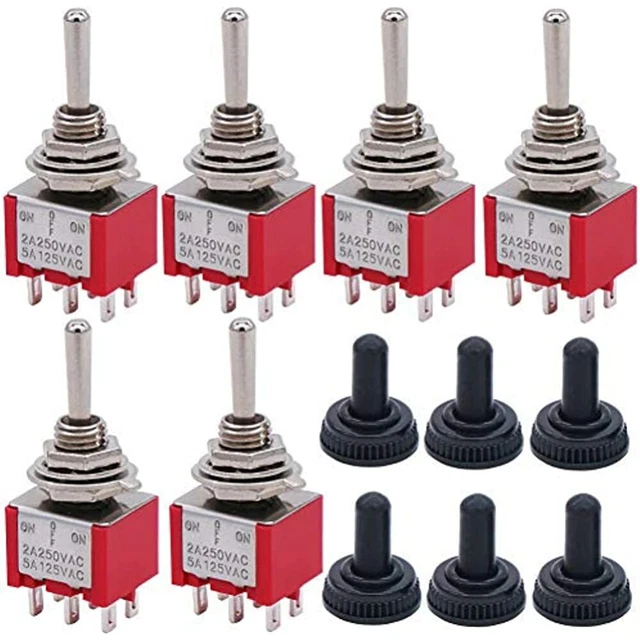 Twidec/6Pcs Mini Momentary Toggle Switch DPDT 3 Position Pins (0N)-Off-(ON) AC