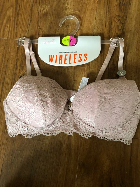 PRIMARK LADIES NON Wired Rose Pink Lace Bralette. Bra Size 34C