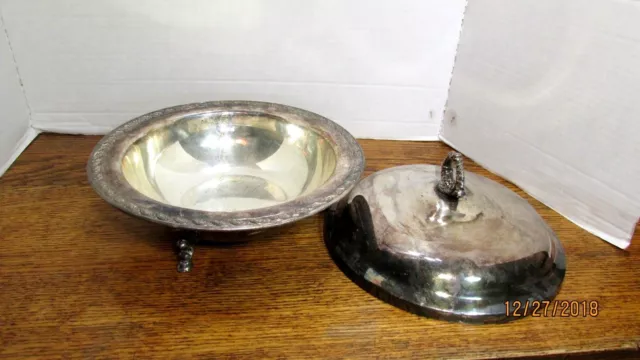 Wm Rogers & Son Spring Flower Silverplate Dish With Cover Footed 2 Pcs 2062