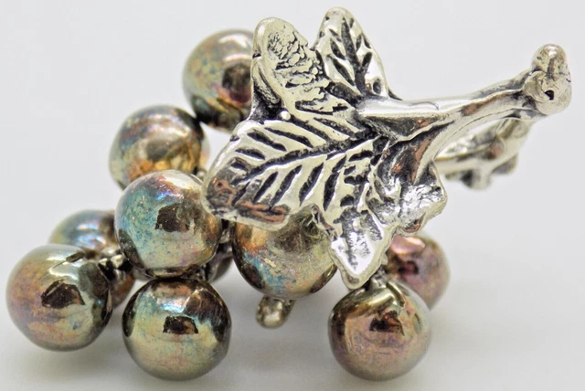 Vintage IN Argento Massiccio Italiano Fatto a Mano Mazzo Di Uva Miniatura