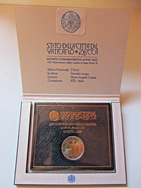 Vaticano ★ 2 euro commemorativa 2022 ★ 125° compleanno di Papa Paolo VI★ TOP