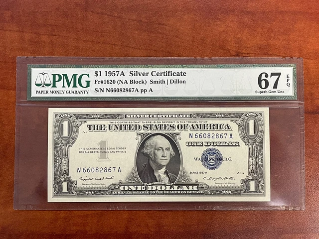 1957A $1 Silver Certificate, Fr#1620, PMG 67 EPQ