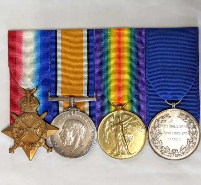 Tank Corps WW1 British Army Ordnance Corps medal trio & Tug of War France war