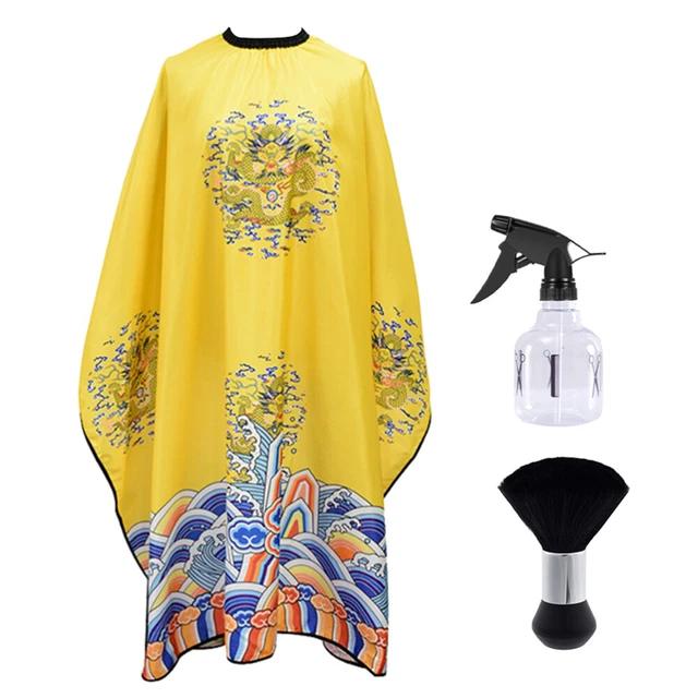 1 juego de corte de pelo bufanda de cepillo kit de peluquería botella Styling Salon Cape (amarillo)