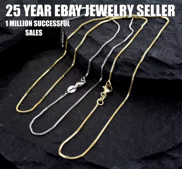 Guaranteed 10K or 14K Gold Box Chain Necklace Two Sizes - All Lengths 3