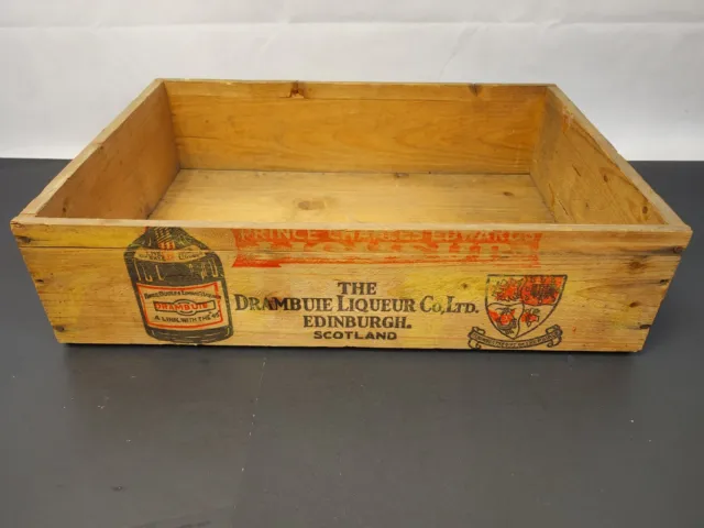 Vintage Wooden Drambuie Liqueur Co. Scotland Box Crate Great Milwaukee 1969