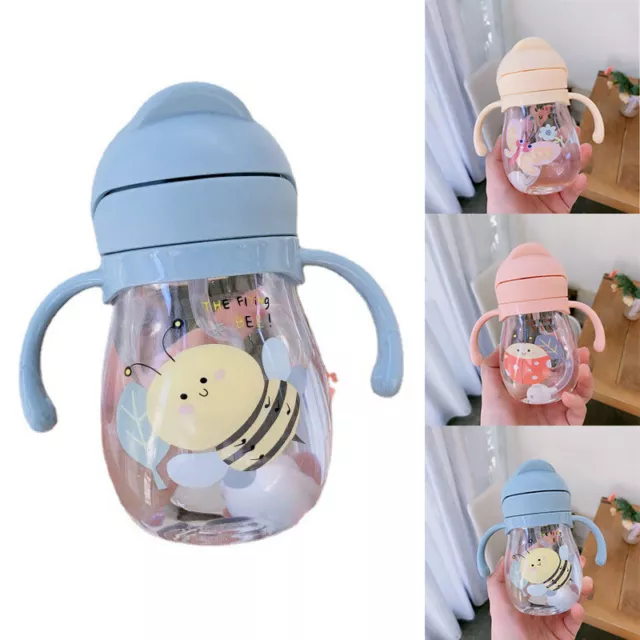 Children Baby Cup Straw Handle Drinking Bottle 300ml Feeding Learn Drinking