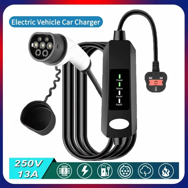 PORTABLE 13A ELECTRIC Vehicle Car Charger EV Charging Cable Type 2 3