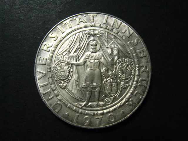 Austria 50 Schilling 90% Silver Coin - 1970 Innsbruck University - UNC