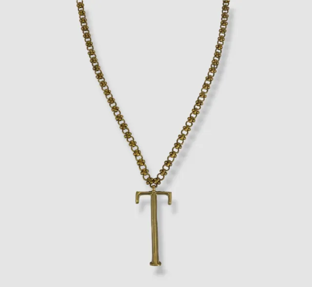 $375 Lulu Frost Women's Gold Plaza Letter "T" Pendant Necklace